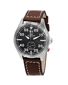 Mens-Airpilot-Dual-Time-Chronograph-Leather-Grey-Dial-Watch
