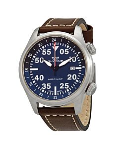 Men's Airpilot Leather Blue Dial Watch