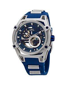 Men's Akula Silicone with Stainless Steel Barrel Inserts Blue (Cut-Out) Dial Watch