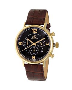 Men's Plunge Chronograph Genuine Leather Black Dial Watch