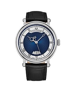 Men's Alexander 2 Genuine Leather Blue Dial Watch