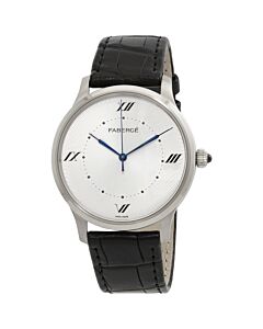Men's Alexei Leather Silver-tone Dial Watch