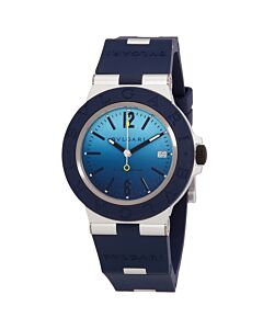 Men's Aluminium Rubber Blue Dial Watch