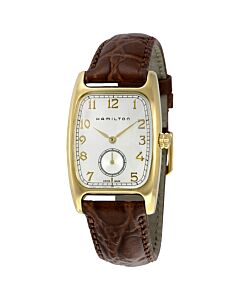 Men's American Classic Brown Croco-Embossed Leather White Dial