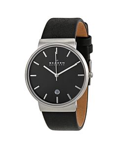 Men's Ancher Calfskin Leather Grey Dial Watch