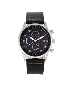 Men's Andreas Genuine Leather Black Dial Watch