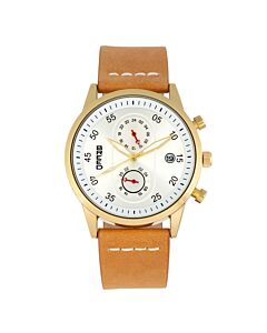 Men's Andreas Genuine Leather Silver-tone Dial Watch
