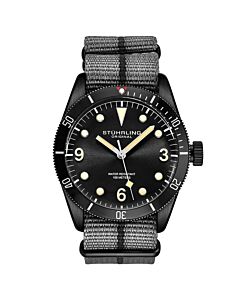 Men's Aquadiver Canvas Black Dial Watch