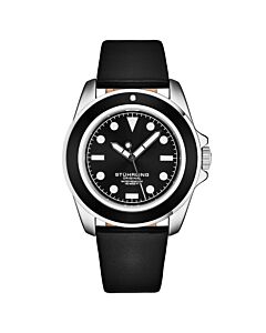 Men's Aquadiver Leather Black Dial Watch