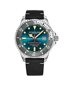 Men's Aquadiver Leather Blue Dial Watch