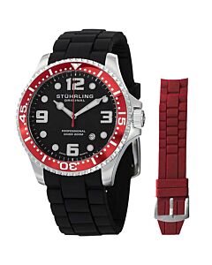 Men's Aquadiver Silicone Black Dial Watch