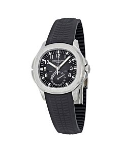 Men's Aquanaut Dual Time Rubber Black Embossed Dial Watch