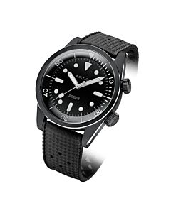 Men's Aquascaphe Leather Black Dial Watch