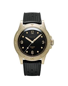 Men's Aquascaphe Leather Black Dial Watch