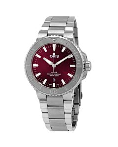 Men's Aquis Stainless Steel Red Dial Watch