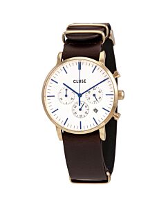 Men's Aravis Chronograph Leather White Dial Watch