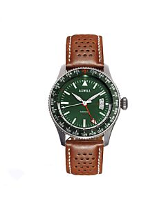 Mens-Arrow-Genuine-Leather-Green-Dial-Watch