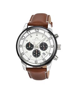 Men's Arthur Chronograph Genuine Leather White Dial Watch