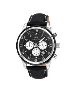 Men's Arthur Chronograph Leather Black Dial Watch