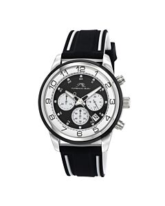 Men's Arthur Chronograph Silicone Black and Silver Dial Watch