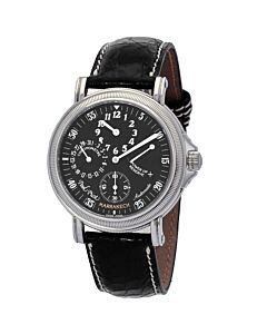 Men's Atelier Chronograph Leather Black Dial Watch