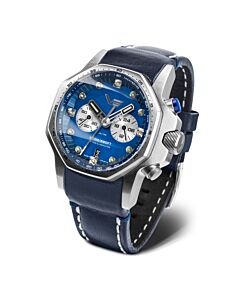 Men's Atomic Age Chronograph Leather Blue Dial Watch