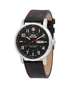 Men's Attitude Leather Black Dial Watch