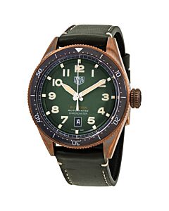 Men's Autavia (Calfskin) Leather Smokey Khaki Green Dial Watch