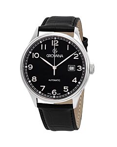Men's Automatic (Croco-Embossed) Leather Black Dial