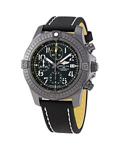 Men's Avenger 45 Night Mission Chronograph Leather Black Dial Watch