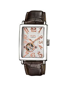 Men's Avenue of Americas Intravedere Genuine Leather White Dial Watch