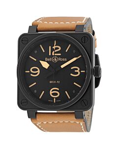 Men's Aviation Leather Black Dial Watch