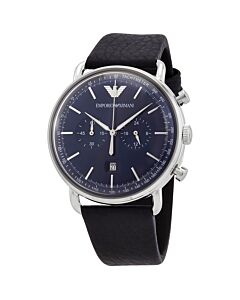 Men's Aviator Chronograph Leather Blue Dial Watch