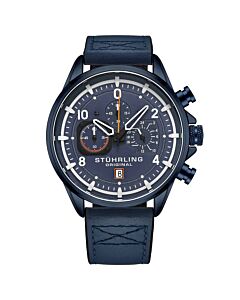 Men's Aviator Chronograph Leather Blue Dial Watch