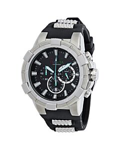 Men's Aviator Chronograph Polyurethane with Stainless Steel Barrel Inserts Black Dial Watch