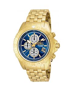 Men's Aviator Chronograph 18K Gold Plated Stainless Steel Blue Dial