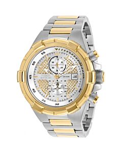 Men's Aviator Chronograph Stainless Steel Silver (Gold Weave) Dial Watch