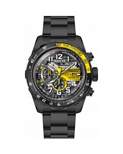 Men's Aviator Chronograph Stainless Steel Yellow and Black Dial Watch