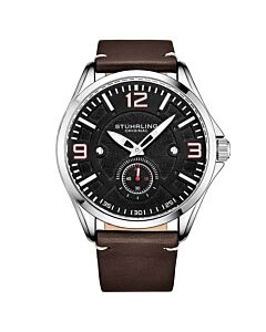 Men's Aviator Leather Black Dial Watch