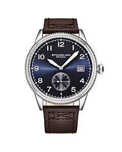 Men's Aviator Leather Blue Dial Watch