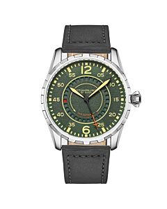 Men's Aviator Leather Green Dial Watch