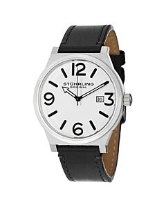 Men's Aviator Leather White Dial Watch