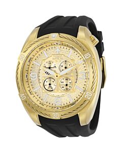 Men's Aviator Silicone and Polyurethane Gold Dial Watch