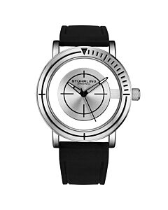 Mens-Aviator-Silicone-Silver-tone-Dial-Watch