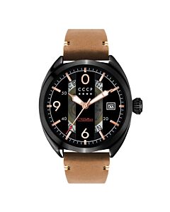 Men's Aviator Yak-15 Leather Black (Cut Out) Dial Watch