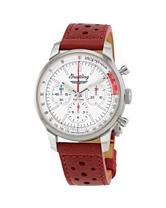 Men's Premier Chronograph Calfskin Leather White Dial Watch