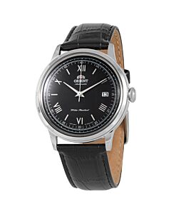 Men's Bambino Leather Black Dial Watch