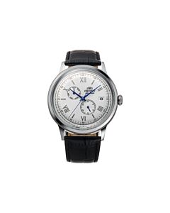 Men's Bambino Version 8 Leather White Dial Watch