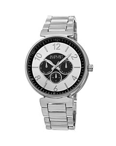 Men's Base Metal Silver and Black Dial Watch
