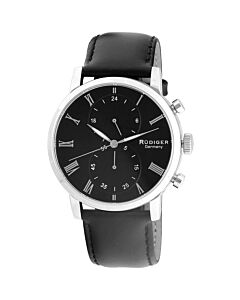 Men's Bavaria Leather Black Dial Watch